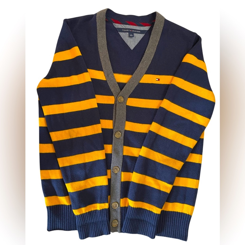 Tommy Hilfiger mens striped button down sweater cardigan